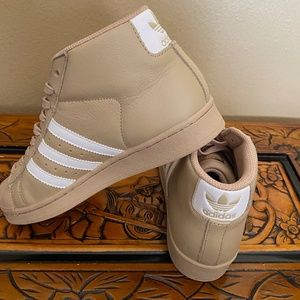 New! Adidas Pro Model Hi-Top Shell Toe Tan